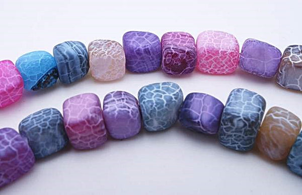Sleek Matte Rainbow Agate Cube Beads