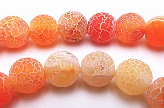 Vibrant  Matte /Frosted Tangerine 8mm Fire Agate Beads