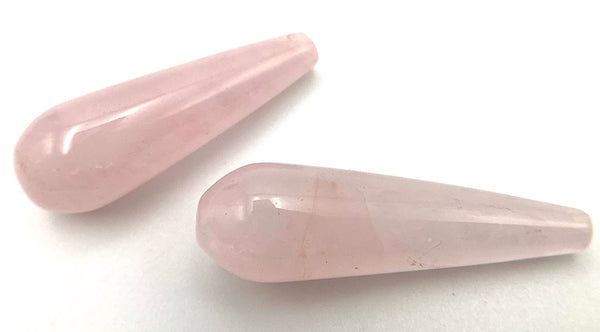 2 Long Natural Pink Rose Quartz Teardrops Beads