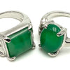 Beautiful Silver Tone Dark Green Jade Ring - Oval or Square