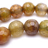 Faceted Yellow & Grey 10mm Dragon Vein Fire Agate Beads