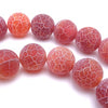Enchanting Cranberry Matte Frosted 10mm Crackle Fire Agate Beads