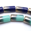 Dramatic 20mm Blue & Gold or Mint & Gold Electroplated Glass Tube Beads