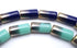 Dramatic 20mm Blue & Gold or Mint & Gold Electroplated Glass Tube Beads