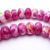 Vivid Rose Pink Rainflower Viewing Stone Rondell Beads