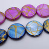 Beautiful Gold Drawbench Flat Coin Shell Beads - Pink Orchid or Royal Blue
