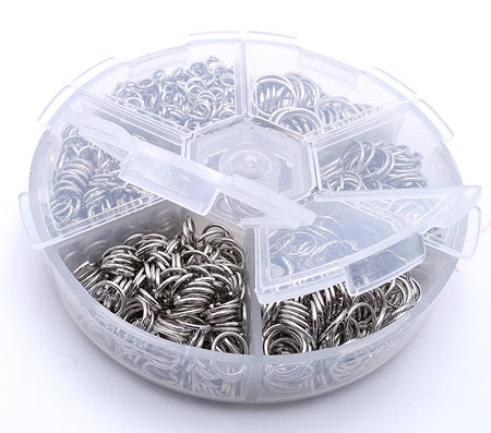 Bumper Box of 1,600 Assorted Size Jump Rings - 6 Different