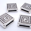 10 Large Square Aztec Silver Spacers - Large Rectangular Hole