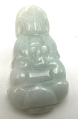 Lucky Chinese Quan Yin Hand-Carved Jade Pendant