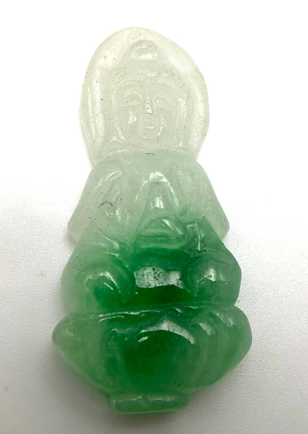 Lucky Chinese Quan Yin Hand-Carved Jade Pendant - One-of-a-kind
