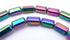 Sleek Purple & Green AB Hematite Cuboid Beads