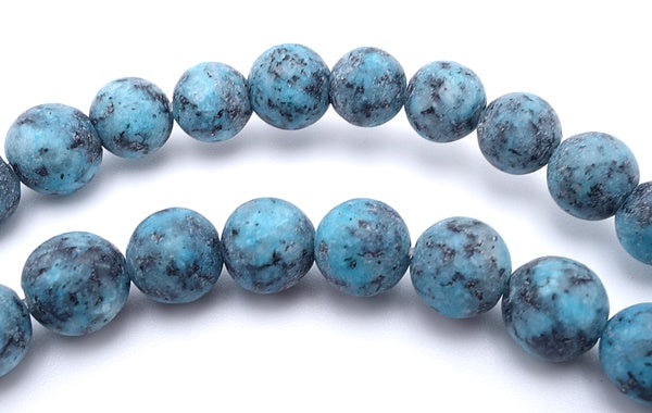 Glamorous 6mm Matte Turquoise Blue Feldspar Jasper Beads
