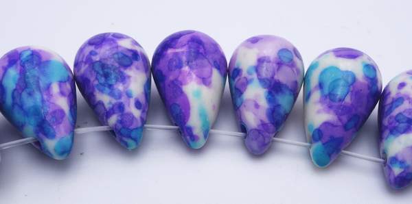 8 Beautiful Lavender, Blue & White Rain Flower Viewing Stone Teardrops