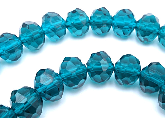 Faceted Tiffany Blue  6mm Rondelle Glass Beads