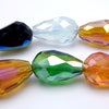 Faceted Large Teardrops Mixed Colour  Glass Bead String