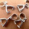 8 Silver Tone Two-Prong Pinch Attachment with Bails - for making necklaces