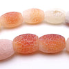 Matte Cracked Peach Agate Barrel Beads - 12mm x 9mm