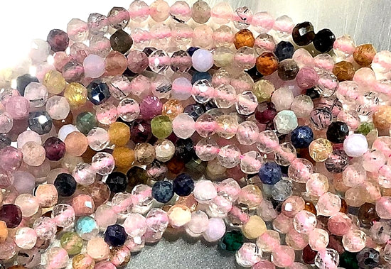 Beautiful Faceted 3mm Mixed Semiprecious Stone Beads