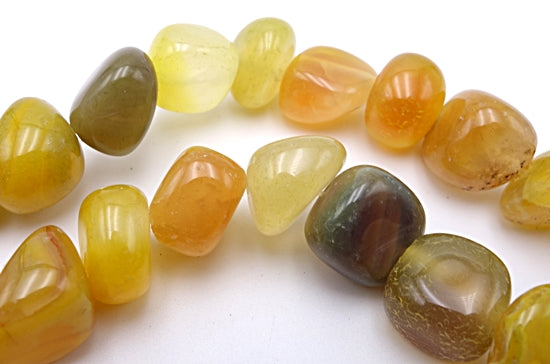 Yellow & Light Green Agate Tumble Nuggets Beads