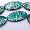 Long Oval Emerald Green Drawbench Shell Beads