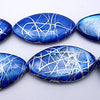 Long Flat Oval Cobalt Blue Drawbench Shell Beads