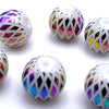 20 Striking Round 8mm Electroplated Rhombus Pattern Glass Beads