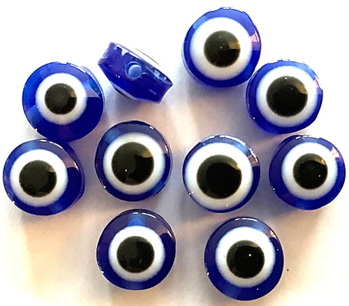15 Evil Eye Glass Beads