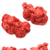 4 Firebrick-Red Carved Cinnabar Pixiu Beads