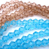 Sparkling Faceted 4mm Bicone Glass Beads - Sky-Blue or Tortilla-Brown
