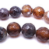 Enchanting 10mm Cinnamon-Brown & Grey Faceted Agate Beads