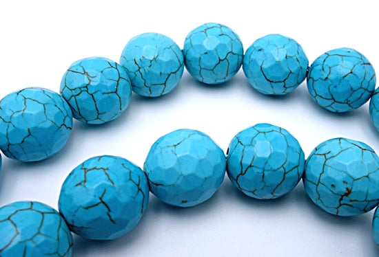 Large Faceted Robins Egg Blue Turquoise Beads - 14mm