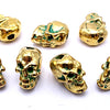 2 Heavy Solid-Metal Gold Skull Beads - 10mm x 6mm