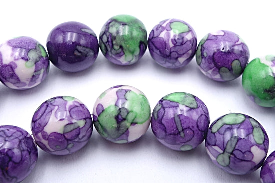 Deep-Purple & Green 8mm Rainflower Stone Beads