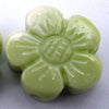 4 Chartreuse-Green Imitation Jade Flower Beads - 14mm