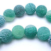 Crackle Forest-Green Matte Fire Agate Beads - 8mm