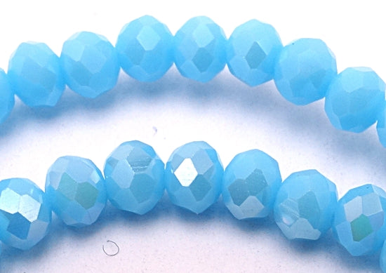 Aqua-Blue Opaque Faceted 4mm Diamond-Cut Glass Beads
