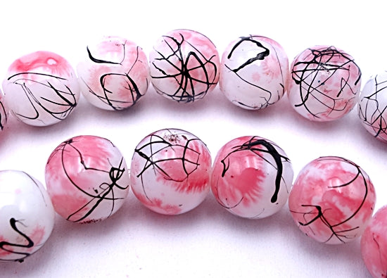 Striking Hot Pink 8mm Drawbench Glass Beads