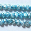 Glittering Aqua-Blue 6mm Biwa Pearl String