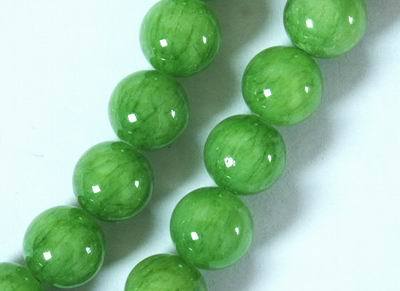Large Crisp Apple Green Jade Beads - 10mm